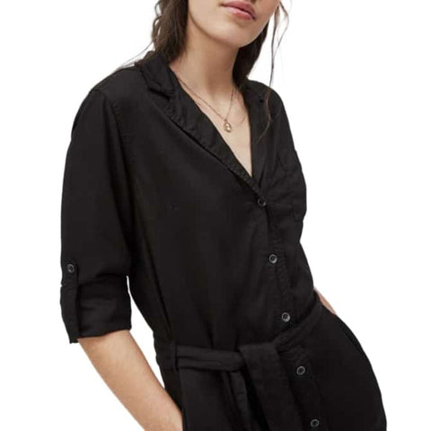 Black Pepe Jeans Edan jacket from Jag Couture London and New York, shown on a hanger with detailed fabric texture.