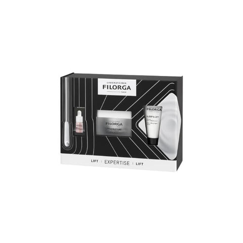 Set of three Filorga Lift Structure Chest 50ml skincare products by Jag Couture London – New York, featuring bottles with white and silver packaging.
