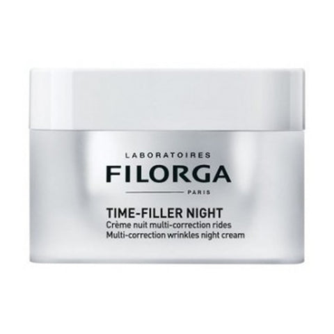 Jag Couture London New York Filorga Time-Filler Night 5XP night cream jar, 50ml, with textured packaging and label details.