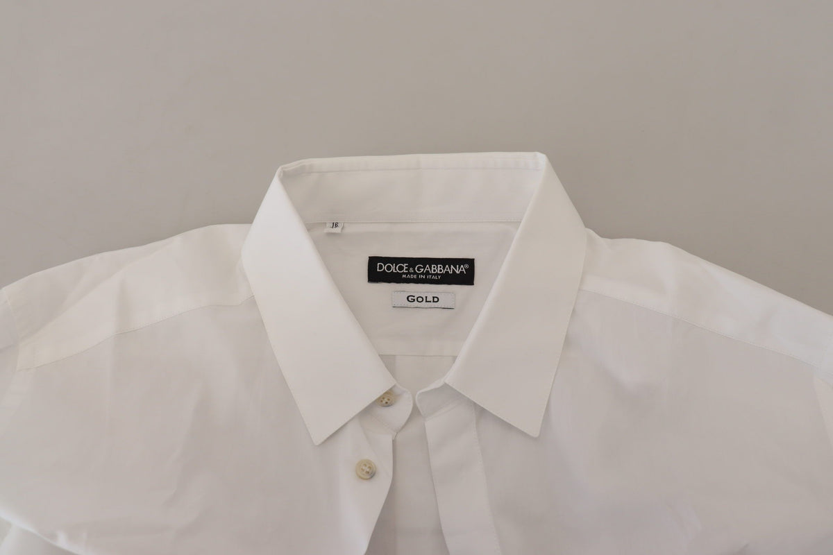 White Cotton Peacock Feather Formal GOLD Shirt