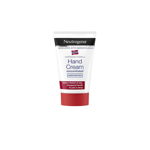 Neutrogena perfume-free hand cream in a 50ml tube, displayed with packaging and branding from Jag Couture London New York.