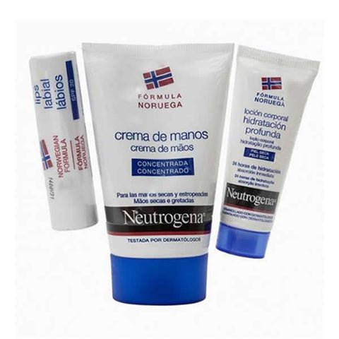 Neutrogena scented hand cream 50ml and lip care SPF 20 4.8g from Jag Couture London New York, featuring moisturizing and sun protection.