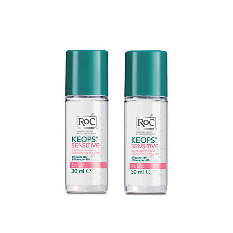 Jag Couture London New York Roc Keops Sensitive Roll-On Deodorant 2x30ml, clear liquid in transparent roll-on bottles
