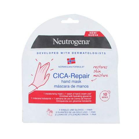 Neutrogena Cica-Repair Hand Mask in two gloves, designed for deep moisturizing and skin repair, by Jag Couture London - New York.