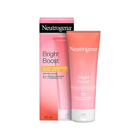 Neutrogena Bright Boost Gel Fluid SPF30 in 50ml bottle, with brightening skincare and sun protection features.