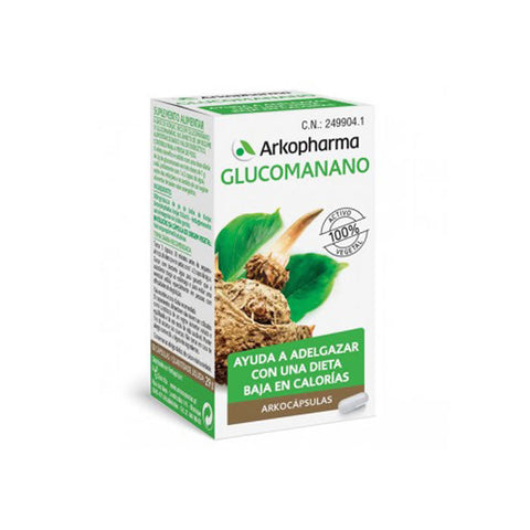 Arkopharma Glucomannan Arkocapsulas 45 capsules in a white bottle, dietary supplement by Jag Couture London - New York.