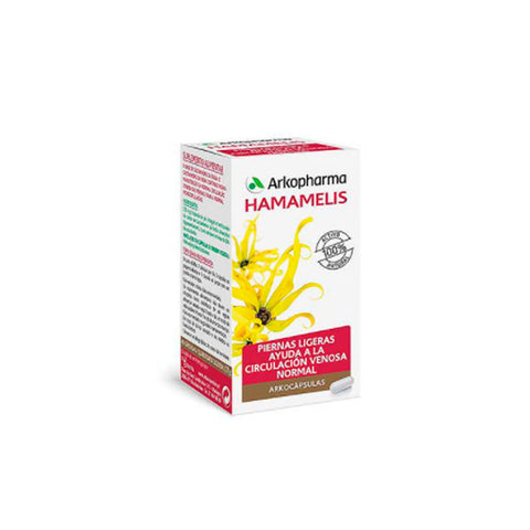 Arkopharma Hamamelis capsules in a bottle, dietary supplement by Jag Couture London New York, with 45 capsules for skin and vein health.