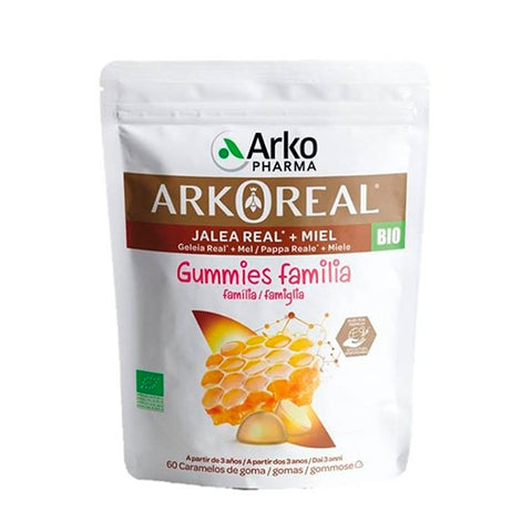 Jag Couture London - New York Arkopharma Royal Jelly 60 Gummies bottle, showing golden gummy supplements on a white background.