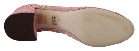 Pink Taormina Lace Crystal Pumps by Dolce & Gabbana with pastel-colored lace and crystal embellishments.