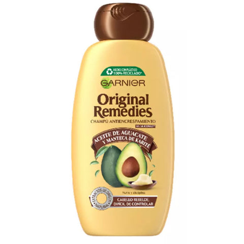 Jag Couture London New York Garnier Avocado and Shea Shampoo 600ml bottle with white cap and label, shown from front view.