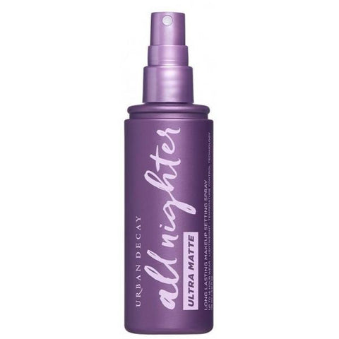 Urban Decay All Nighter Ultra Matte Long-Lasting Makeup Setting Spray bottle with sleek packaging and spray nozzle.
