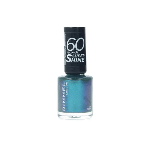 Rimmel 60 Seconds Super Shine nail polish in shade 721 Siren, vibrant pink color, with the bottle displayed on a white background.