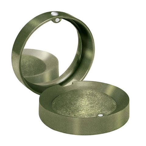 Jag Couture London khaki single eyeshadow from Bourjois Little Round Pot Mono Eyeshadow 9 Itsy Bitsy, showing the compact and shade.