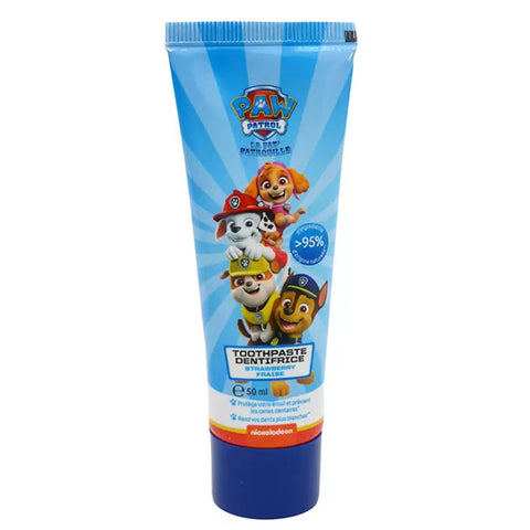 Cartoon Paw Patrol toothpaste tube from Jag Couture London – New York, 50ml with colorful Paw Patrol characters on the packaging.