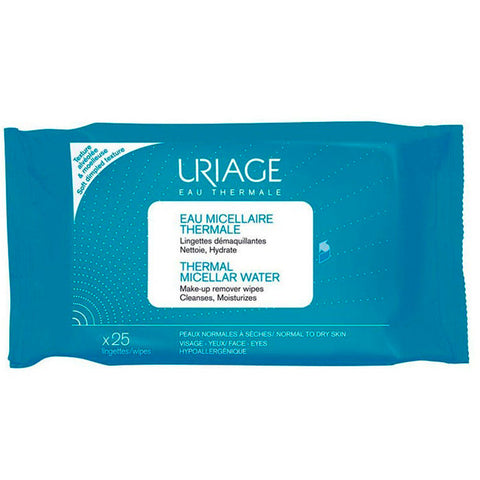 Uriage Eau Thermale Make-up Remover Wipes by Jag Couture London - New York, pack of 25, gentle facial cleansing wipes.