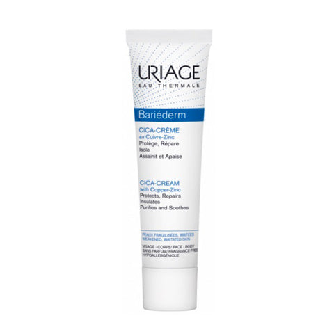 Uriage Bariéderm Cica-Repair Cream in 40 ml jar, featuring smooth white cream for skin repair and soothing relief.