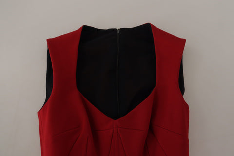 Red sweetheart neckline bodycon midi dress by Dolce & Gabbana, showing a fitted silhouette and elegant design.
