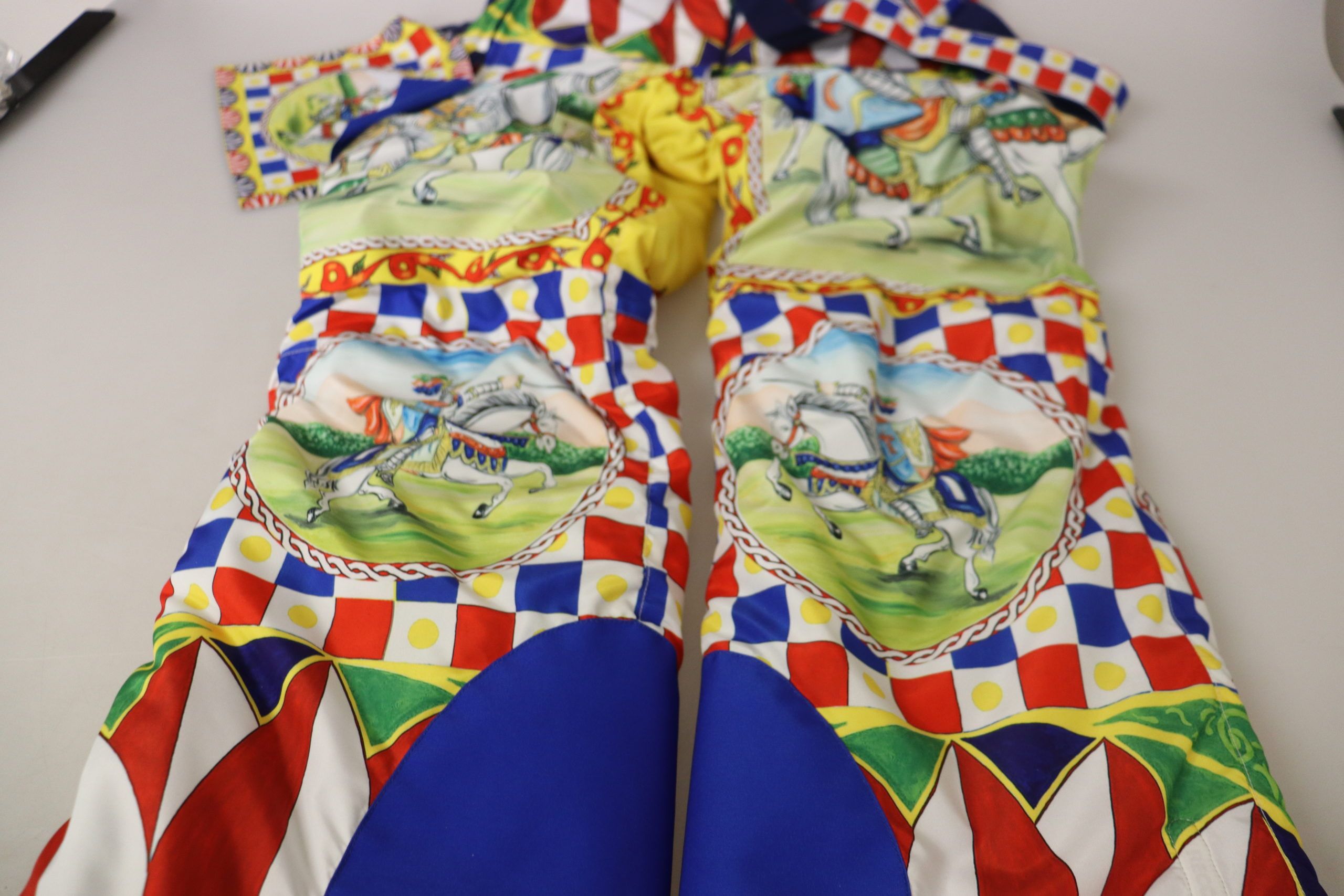 Multicolor printed snow trousers by Dolce & Gabbana featuring vibrant patterns and winter-ready fabric.