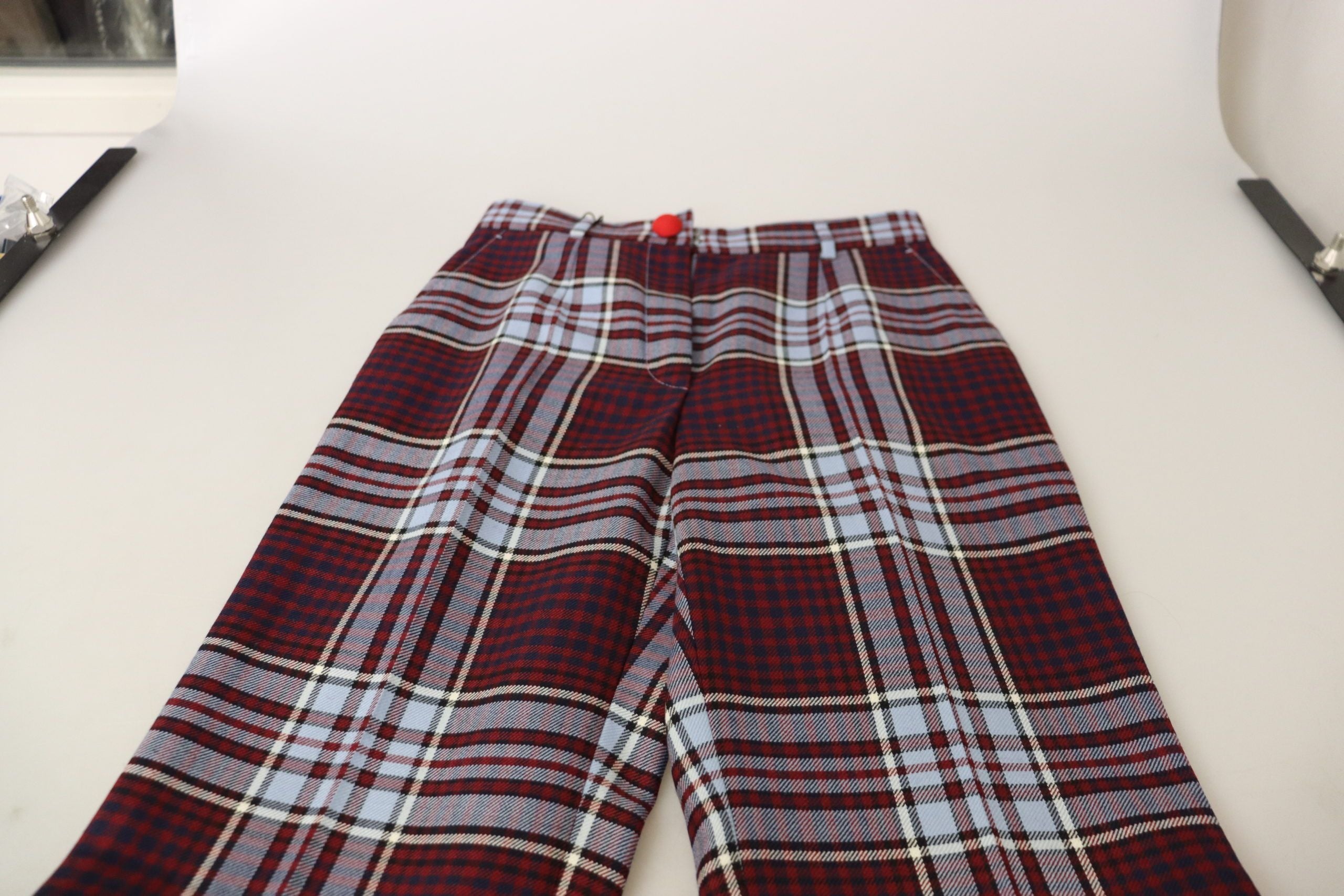 Gray checked high waist cropped trousers by Dolce & Gabbana, featuring a tailored fit and stylish pattern.