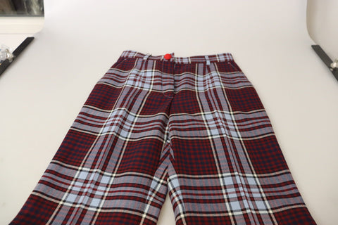 Gray checked high waist cropped trousers by Dolce & Gabbana, featuring a tailored fit and stylish pattern.