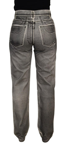 Grey washed high waist denim jeans by Dolce & Gabbana, featuring classic cotton construction and stylish fit.