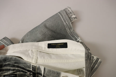 Grey washed high waist denim pants by Dolce & Gabbana, cotton jeans with a fitted style and classic five-pocket design.