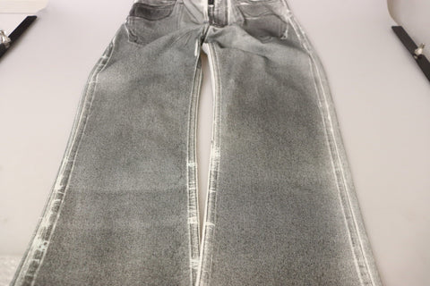 Grey washed high waist denim pants by Dolce & Gabbana, cotton jeans with a relaxed fit and classic five-pocket design.