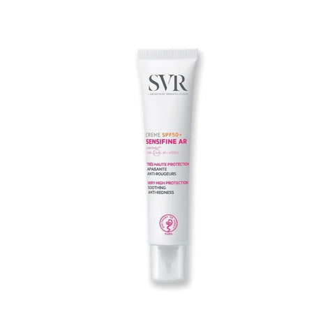 Jag Couture London Sensifine AR SPF50 cream in 40ml jar, featuring smooth texture and UV protection for sensitive skin.