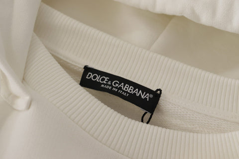 White Hoodie Pullover Embroidered Sweater