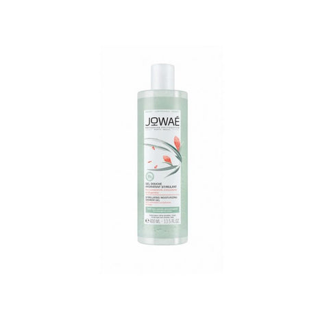 Jowae moisturizing stimulating shower gel in 400ml bottle, featuring a sleek label design, suitable for daily skin hydration.