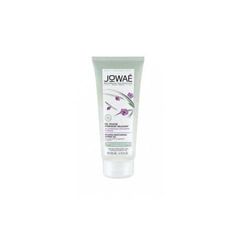 Jowae moisturizing relaxing shower gel in 200ml bottle, featuring soothing ingredients and a clear label design.