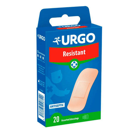 Assorted Urgo Resistant 20 plasters in various sizes, displayed on a white background, by Jag Couture London - New York.