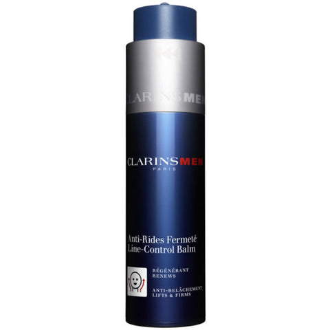 Jag Couture London New York ClarinsMen Line-Control Balm 50ml tube, close-up view of the skincare product with branding.