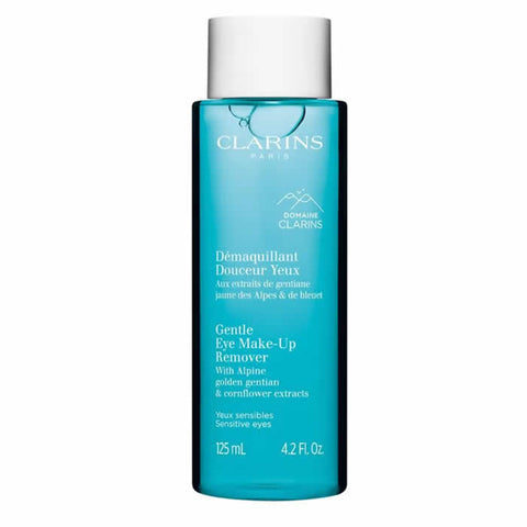 Clarins Démaquillant Douceur Yeux eye makeup remover bottle, 125ml, with gentle formula for sensitive eyes