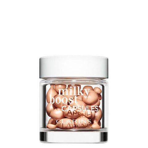 Jag Couture London Milky Boost Fond De Teint 3.5 30 capsules in a clear jar with capsules visible inside.