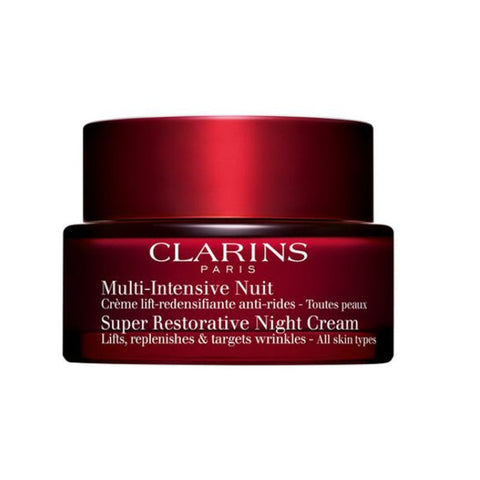 Jag Couture London New York Clarins Super Restorative Night Cream for all skin types in 50ml jar, smooth, nourishing skincare product