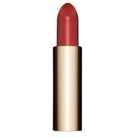 Jag Couture London Clarins Joli Rouge Satin 771 Dahlia Red lipstick refill, 3.5g, with sleek packaging and vibrant color.