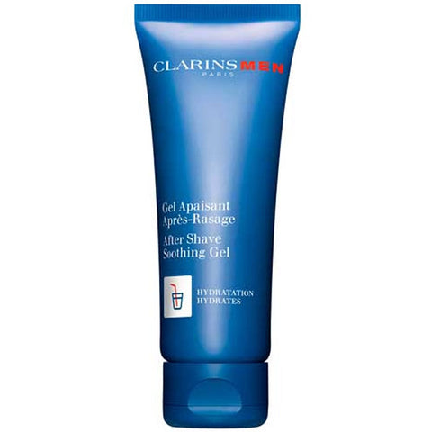 ClarinsMen After Shave Soothing Gel in 75ml tube, designed for calming and refreshing men's skin after shaving.