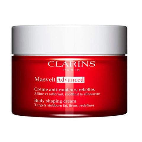 Clarins Masvelt Advanced Body Shaping Cream in 200g jar, featuring smooth texture and elegant packaging from Jag Couture London - New York.