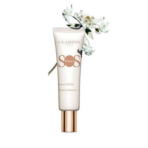 Jag Couture London New York Clarins SOS Primer 00 White 30ml bottle with pump and white packaging.