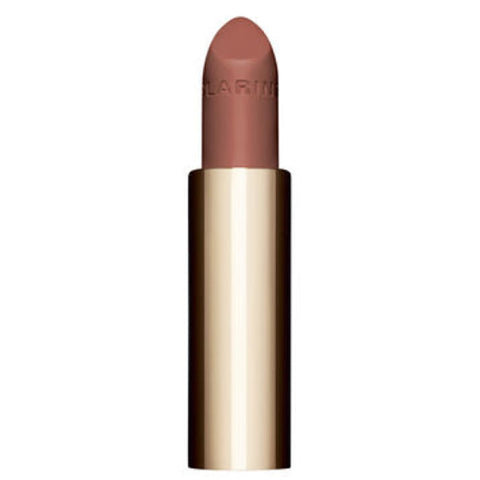 Clarins Joli Rouge Velvet La recharge in Sandy Pink 3.5g, showcasing the lipstick bullet with brand packaging.