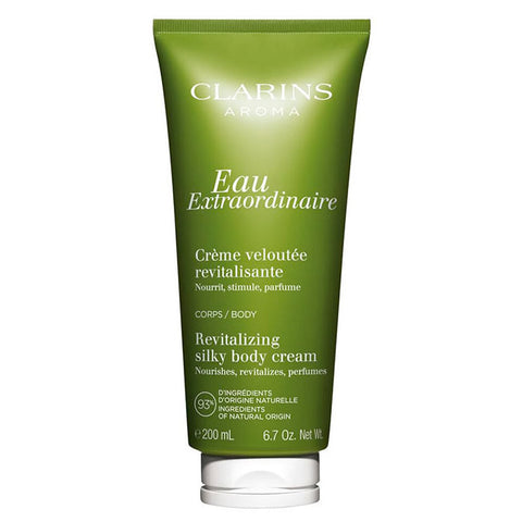 Jag Couture London Eau Extraordinaire Body Cream by Clarins, 200ml jar with elegant packaging and floral design.