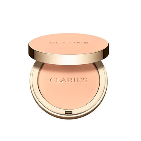 Jag Couture London New York Clarins Ever Matte Compact Powder in shade 02 Light, showing the sleek compact with open mirror and powder.