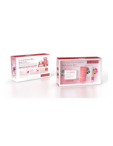 Set of three Clarins Multi-Active Day Cream jars for all skin types, 50ml each, displayed with packaging and branding.