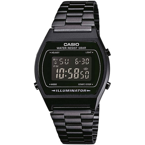 Casio X093_B640WB-1BEF wristwatch with stainless steel band, digital display, and black dial from Jag Couture London - New York.