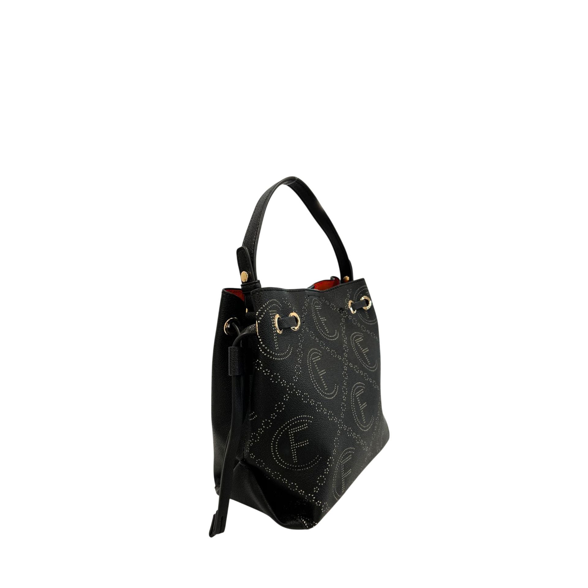 Black Cristinaeffe CF22720 handbag by Jag Couture London New York, showing the sleek leather exterior and elegant design.