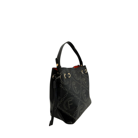 Black Cristinaeffe CF22720 handbag by Jag Couture London New York, showing the sleek leather exterior and elegant design.