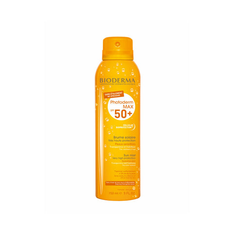 Bioderma Photoderm Max SPF 50+ Sun Mist 150ml, a lightweight sunscreen spray with broad-spectrum sun protection.