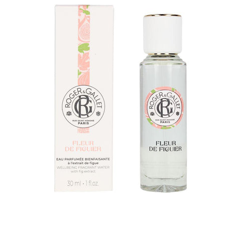 Roger & Gallet Fleur De Figuier Eau Fraîche Parfumée vaporizer bottle, 100ml, featuring a sleek floral and fig scent design