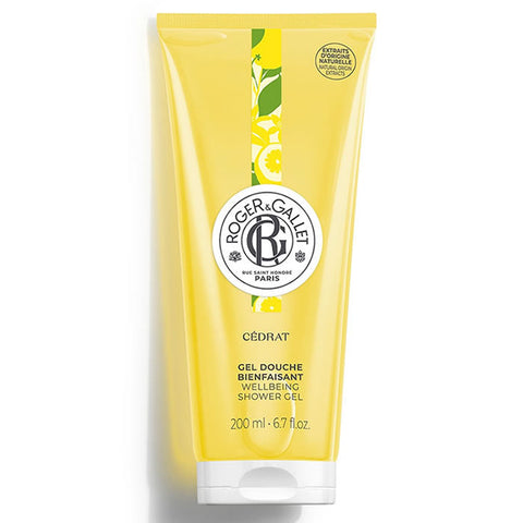 Roger & Gallet Cédrat Gel Douche Beinfaisant 200ml, refreshing citrus-scented shower gel in a sleek bottle.